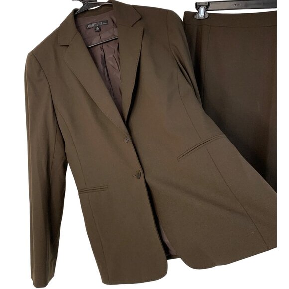 Lafayette 148 Women's Wool Blazer & Skirt Set Size 10/12  Brown 7401 GUC - Picture 2 of 11